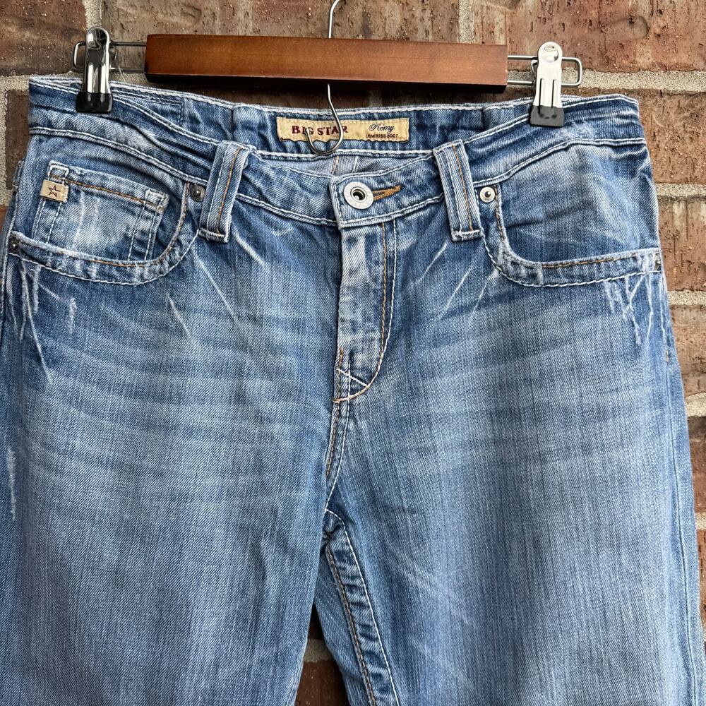 Big Star Remy Low Rise Bootcut Jeans Size 32L Distressed Y2K - Picture 10 of 10